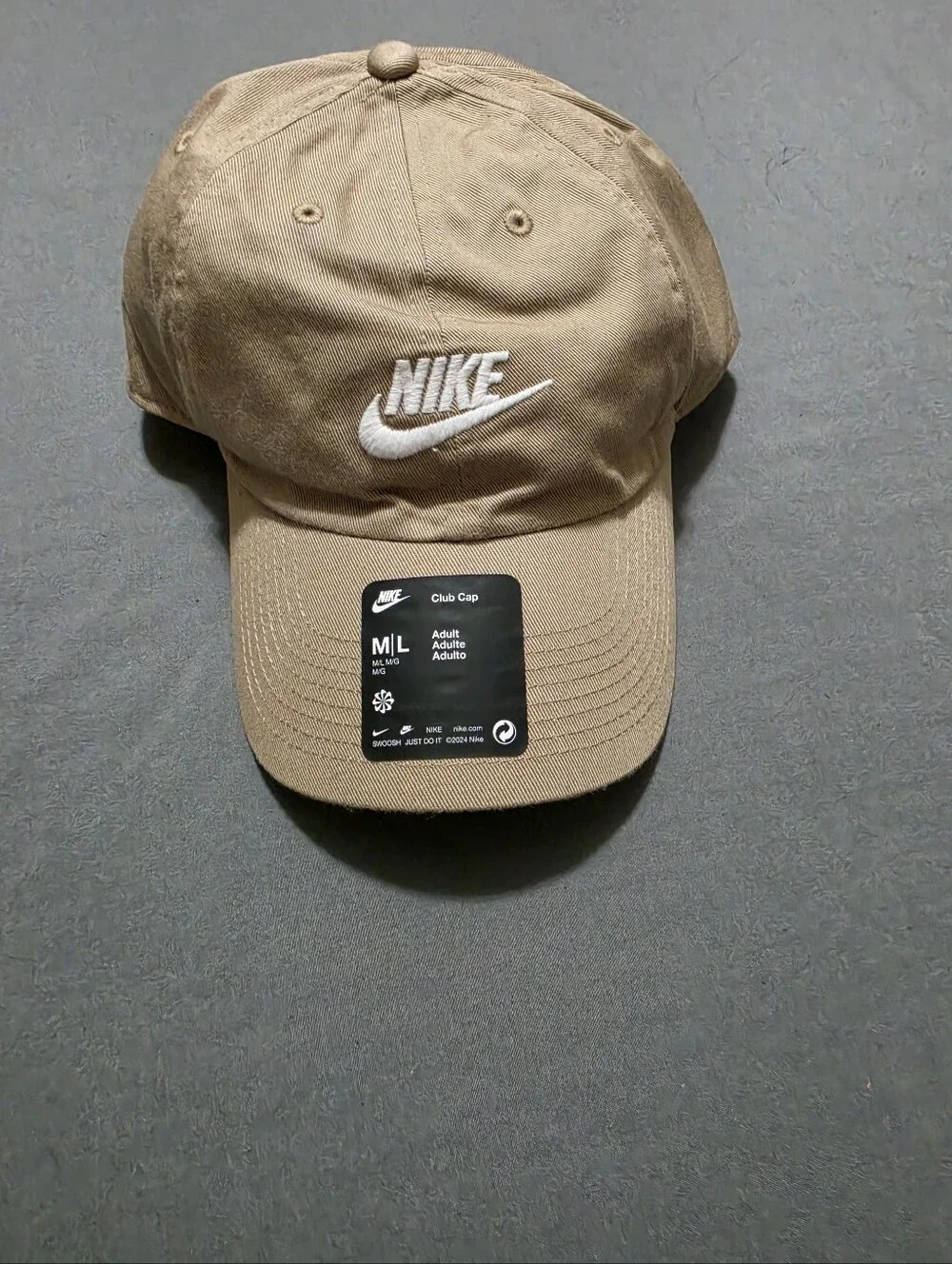 NWT Nike Unisex Club Futura Wash Cap Size M/L Beige Tan Khaki Adjustable Hat